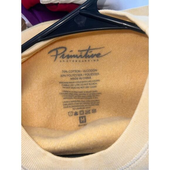Primitive Skateboarding M Crewneck mushroom skeleton Elevator Washed tan peace - Picture 3 of 5